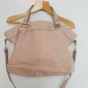 Pale pink crossbody hobo bag